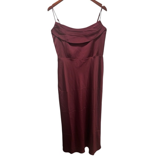 NWT Park & Fifth Rosedale Merlot Satin Midi Dress L - Picture 3 of 13